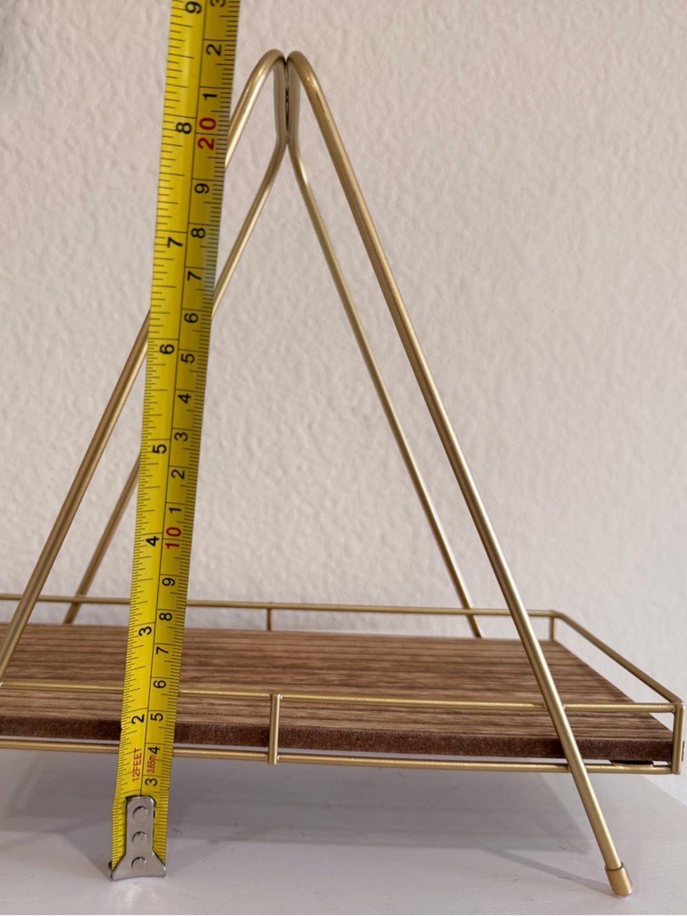 Gold Metal & Wood Triangular Display Shelf / Tray - Picture 4 of 5